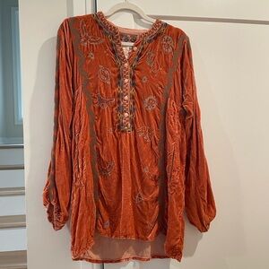 Orange Johnny Was Lyra Silk-Blend Blouse